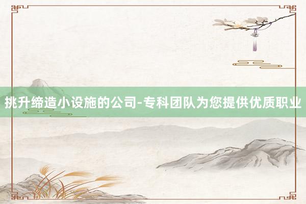 挑升缔造小设施的公司-专科团队为您提供优质职业