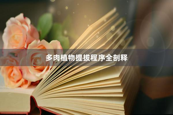 多肉植物提拔程序全剖释